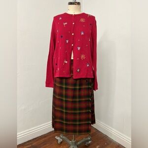 Pleated wool wrap skirt